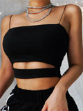 Cut-Out Crop Tank Top for Women | Sexy Sleeveless Vest