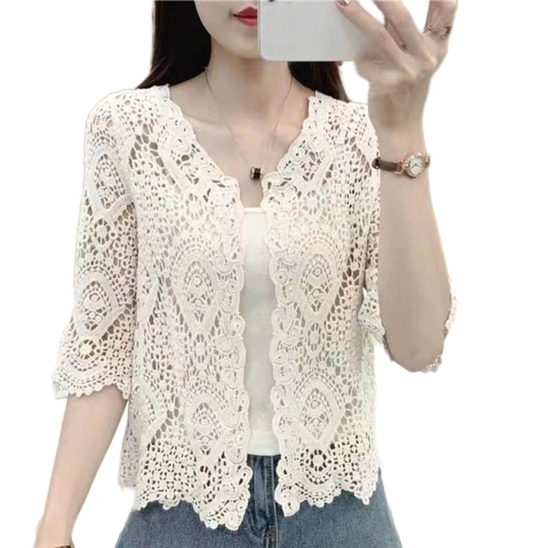Boho Crochet Lace Shrug Cardigan for Women