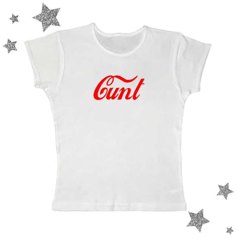 Y2k Crop Top Street Beauty Fashion Splice Design Letters Tight Baby Wear Spicy Girl Short Sleeves Women's Clothing T-shirts Punk