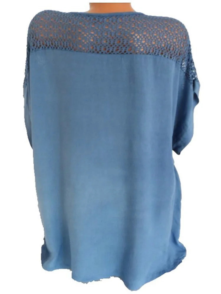 Lace V-Neck White Blouse for Women