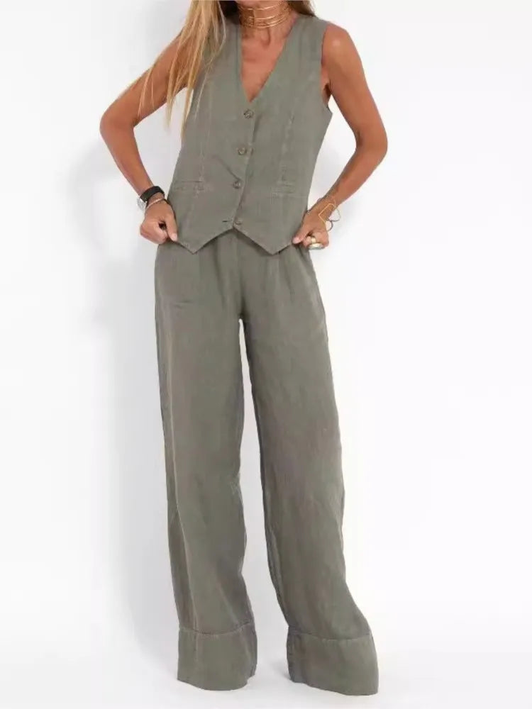 Sleeveless Vest & Pants Co-ord Set