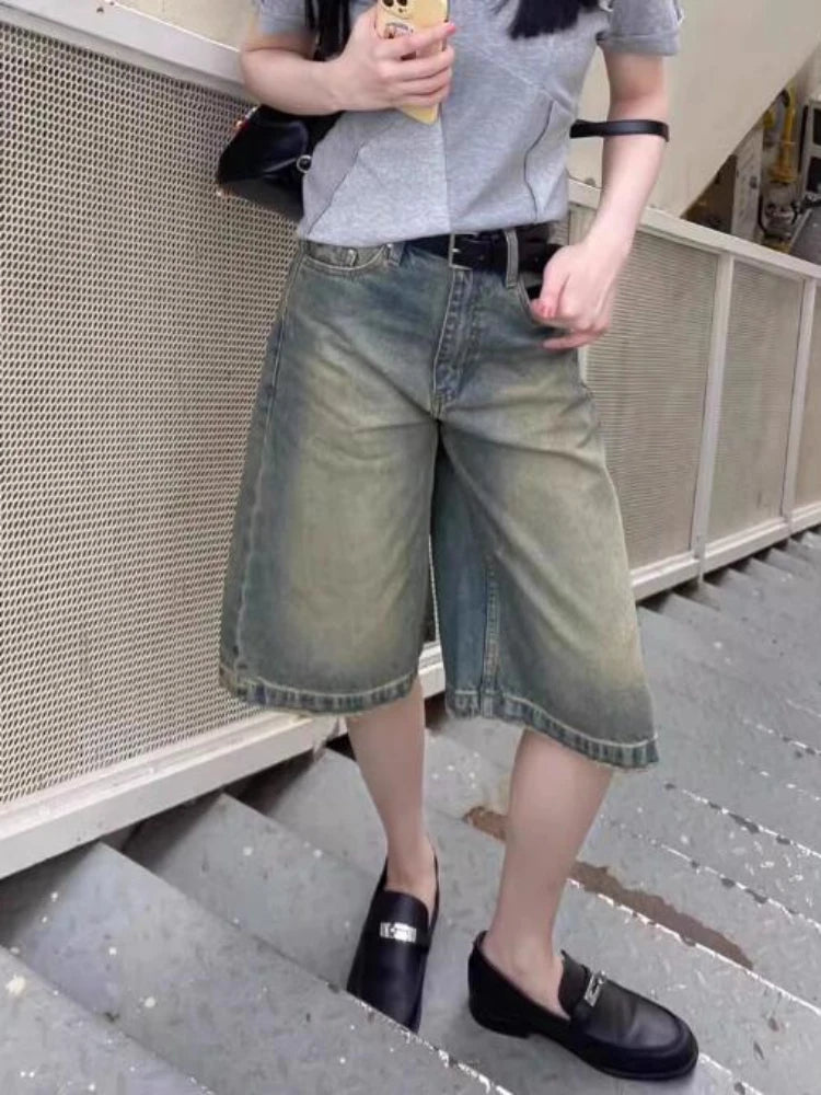 High Waist Denim Shorts for Women | Korean Streetwear Style