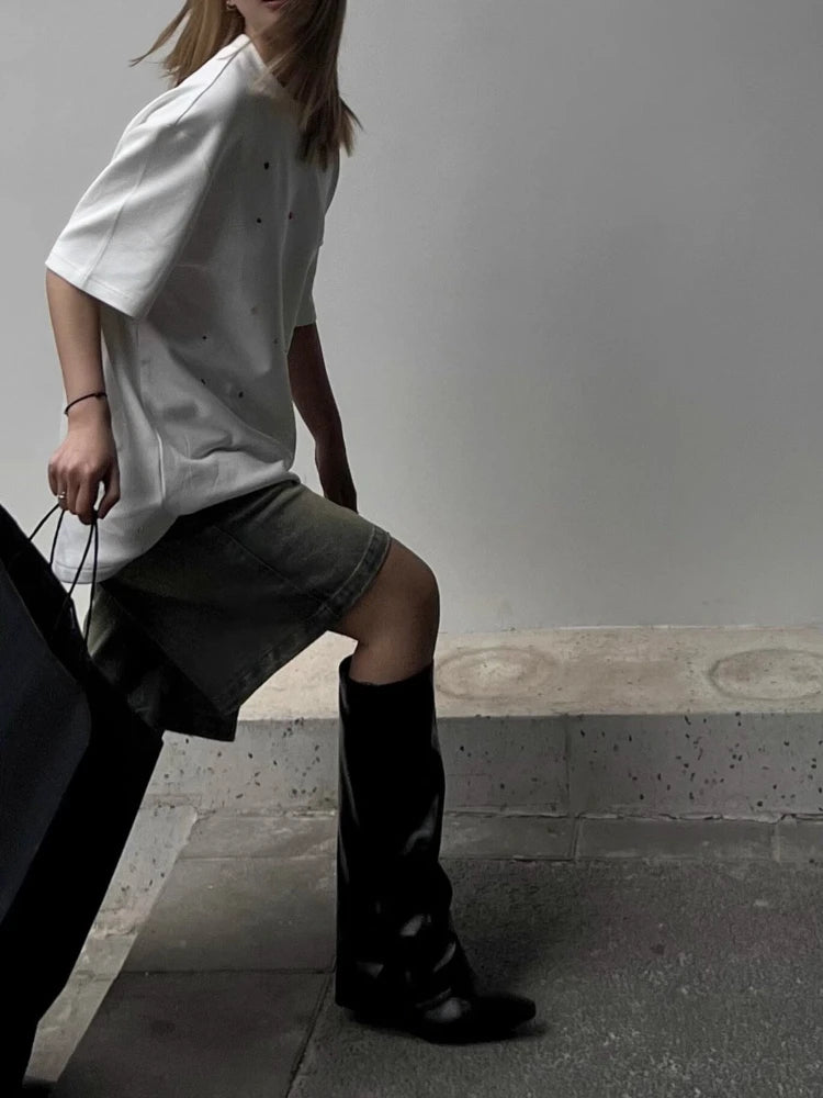 High Waist Denim Shorts for Women | Korean Streetwear Style