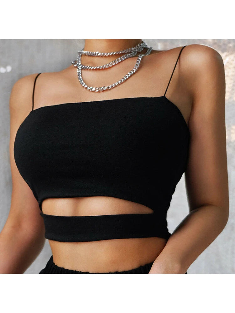 Cut-Out Crop Tank Top for Women | Sexy Sleeveless Vest