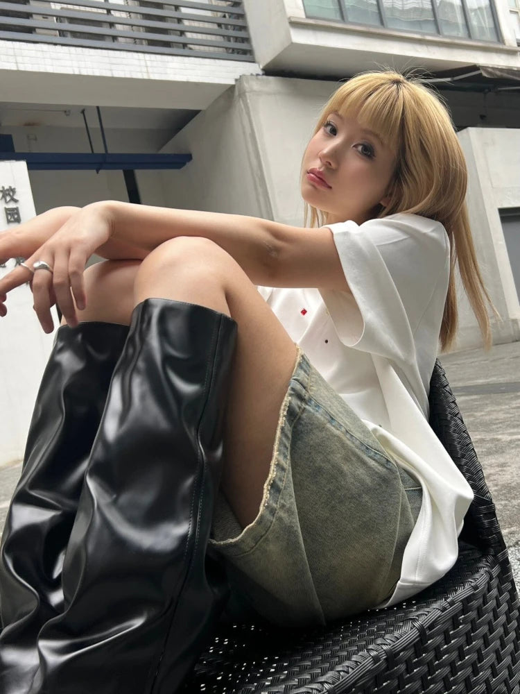 High Waist Denim Shorts for Women | Korean Style
