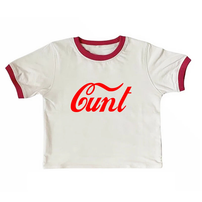 Y2k Crop Top Street Beauty Fashion Splice Design Letters Tight Baby Wear Spicy Girl Short Sleeves Women's Clothing T-shirts Punk