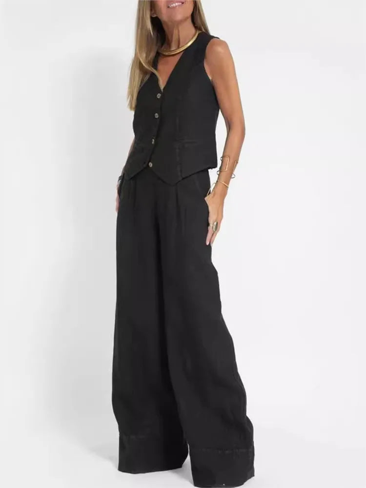 Sleeveless Vest & Pants Co-ord Set
