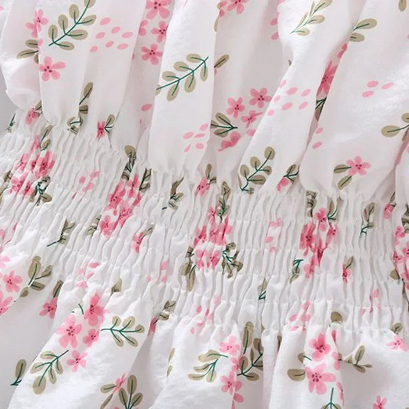 Floral Slash Neck Chiffon Crop Top for Women