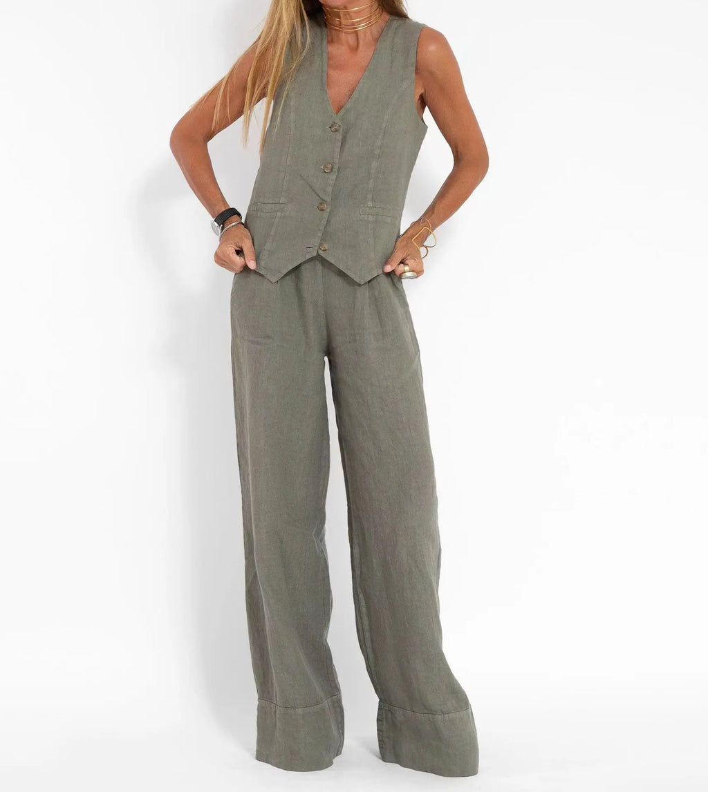 Sleeveless Vest & Pants Co-ord Set
