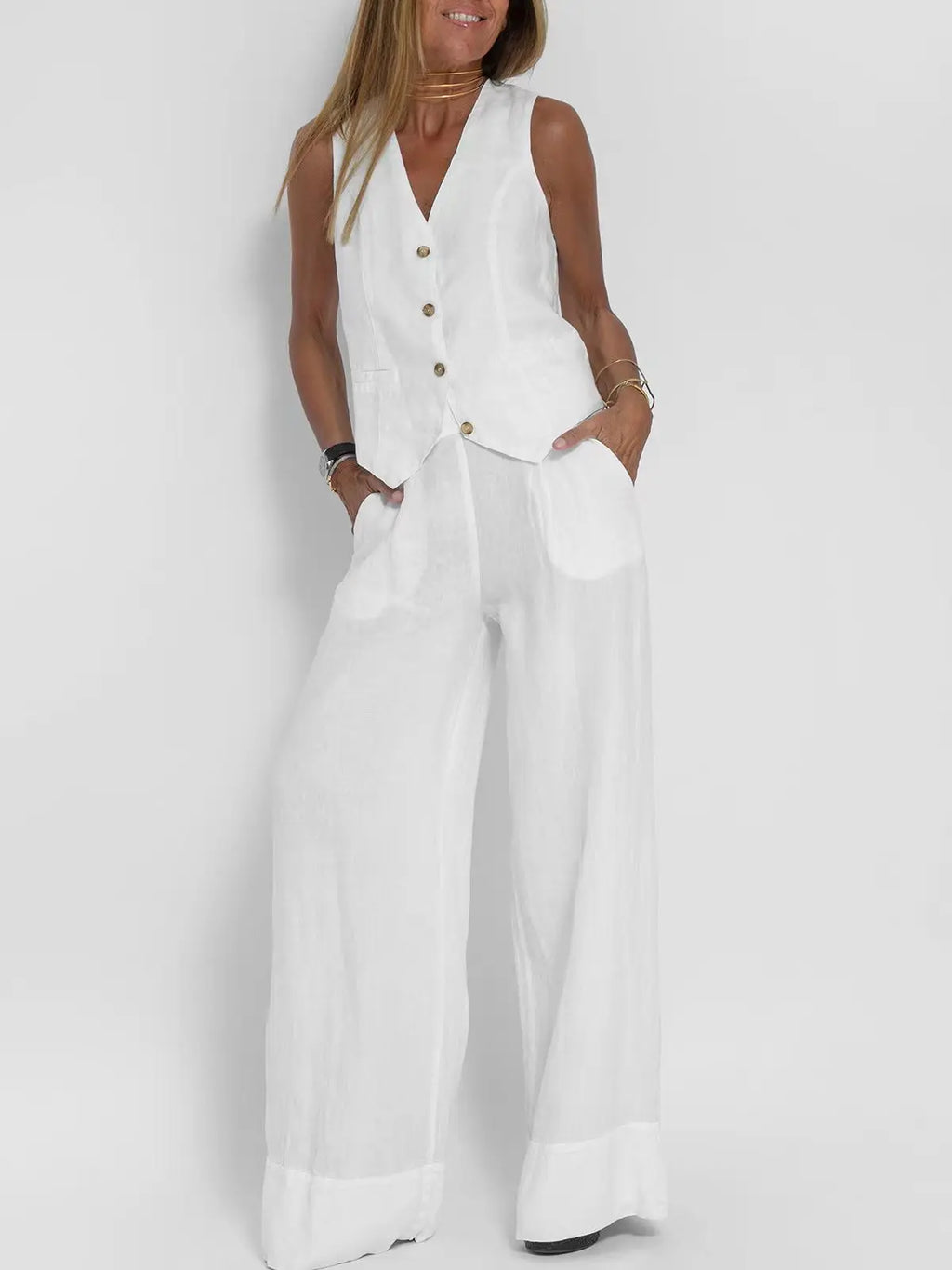 Sleeveless Vest & Pants Co-ord Set