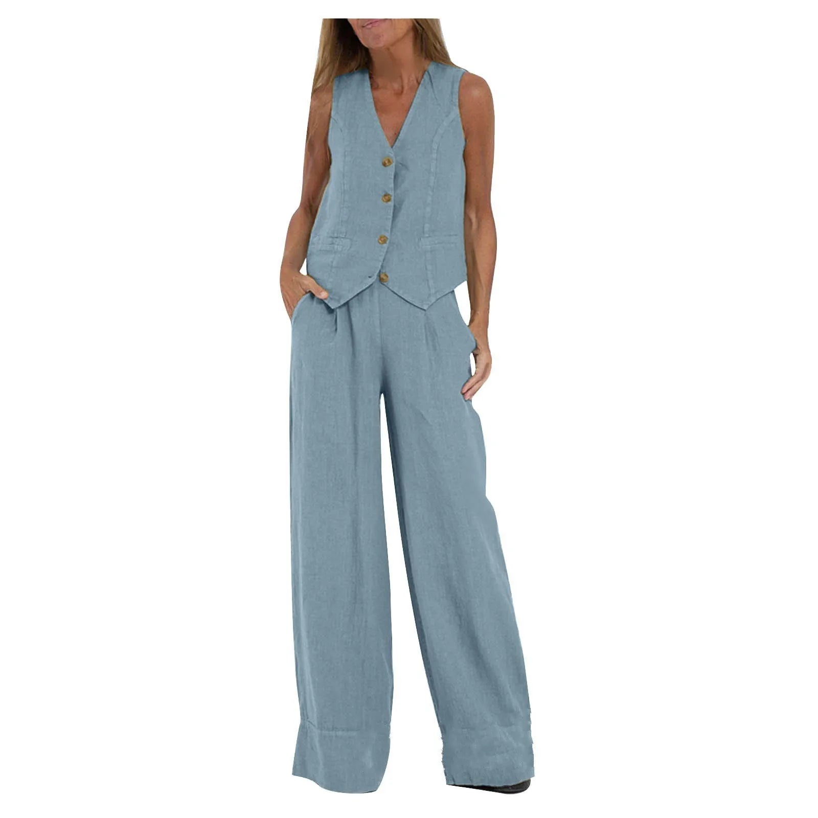 Sleeveless Vest & Pants Co-ord Set