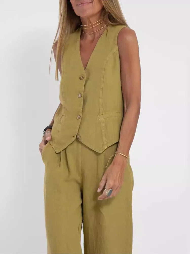 Sleeveless Vest & Pants Co-ord Set