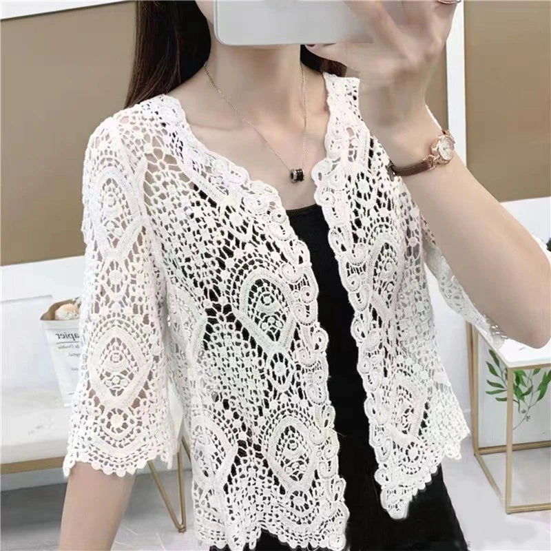 Boho Crochet Lace Shrug Cardigan for Women