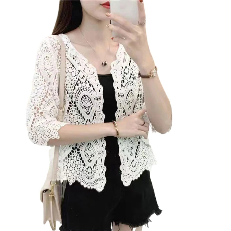 Boho Crochet Lace Shrug Cardigan for Women