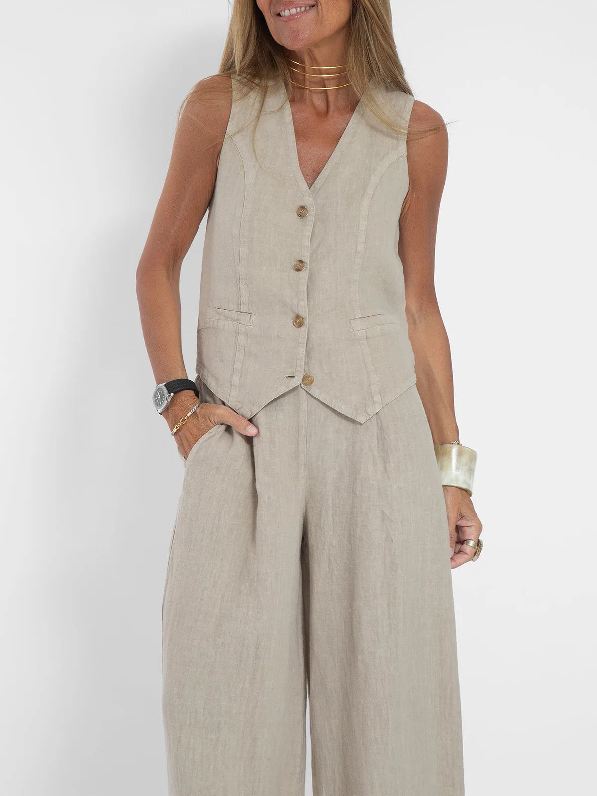 Sleeveless Vest & Pants Co-ord Set