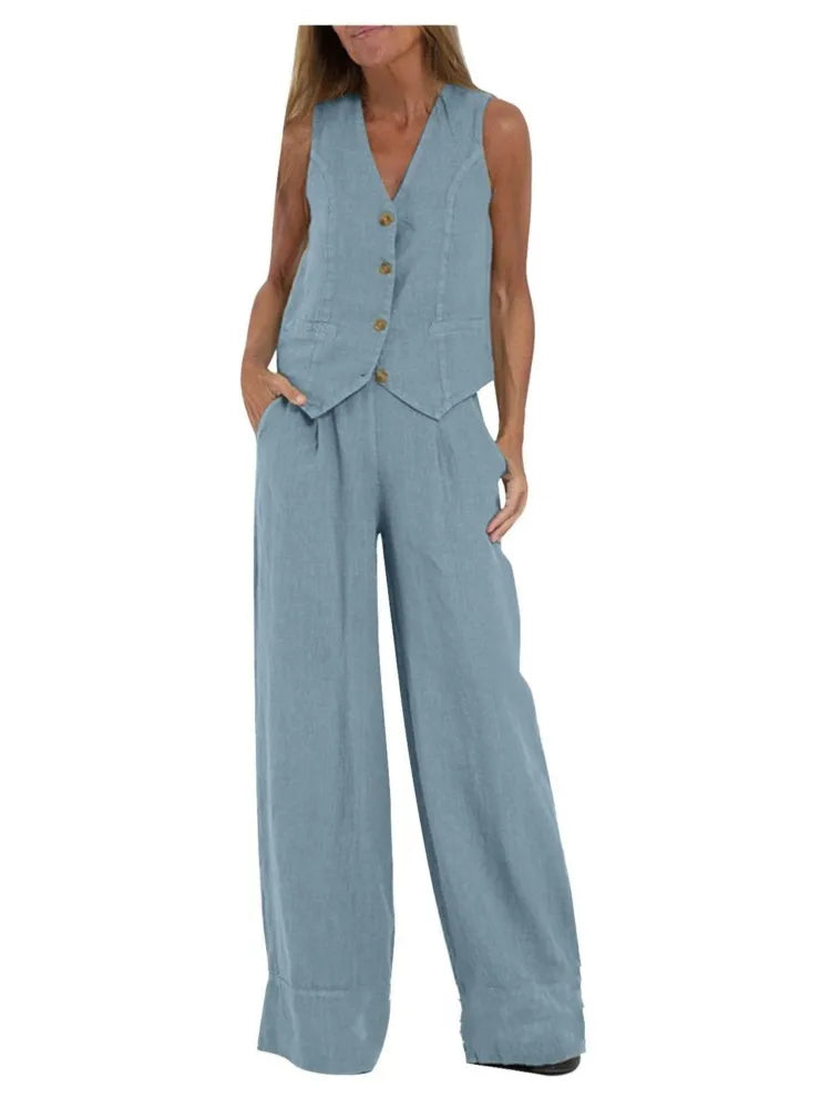 Sleeveless Vest & Pants Co-ord Set