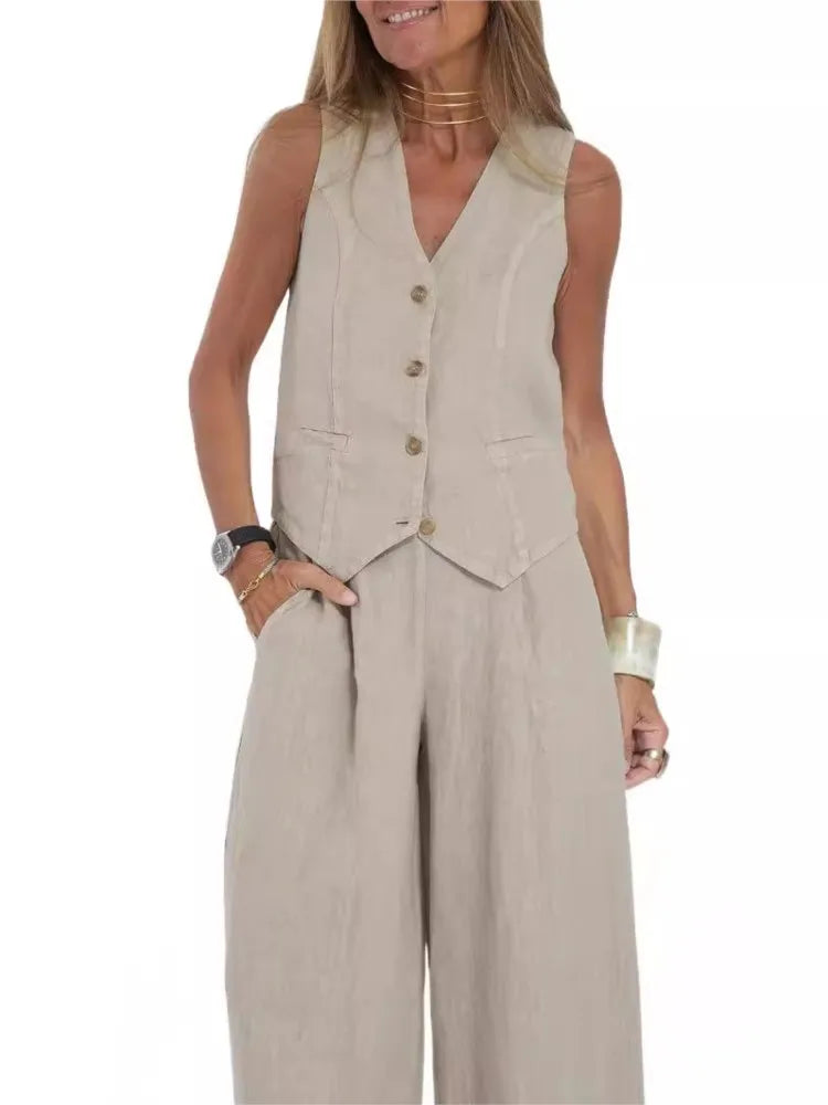 Sleeveless Vest & Pants Co-ord Set