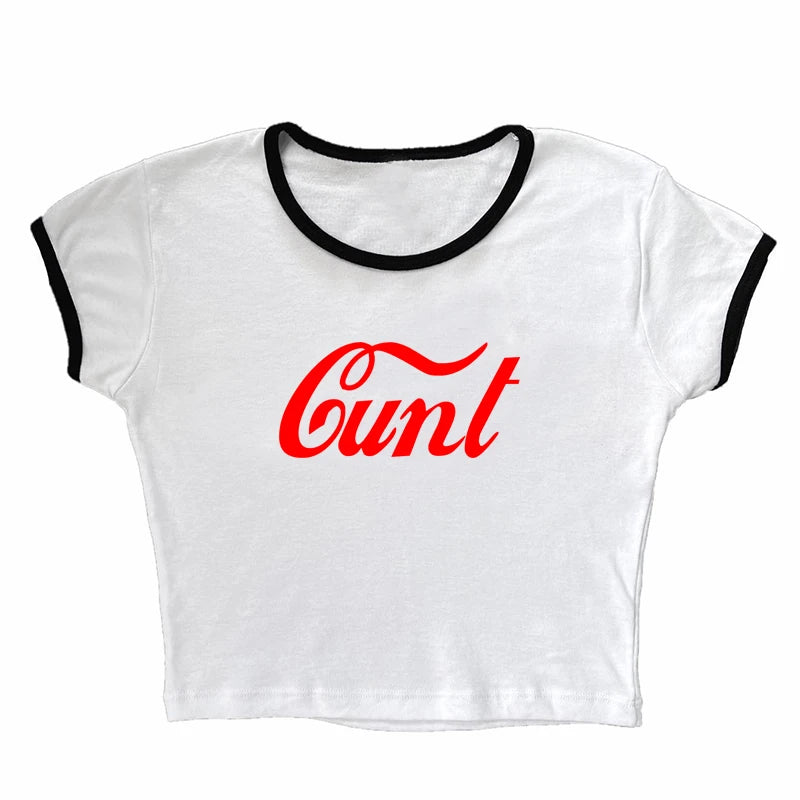 Y2k Crop Top Street Beauty Fashion Splice Design Letters Tight Baby Wear Spicy Girl Short Sleeves Women's Clothing T-shirts Punk