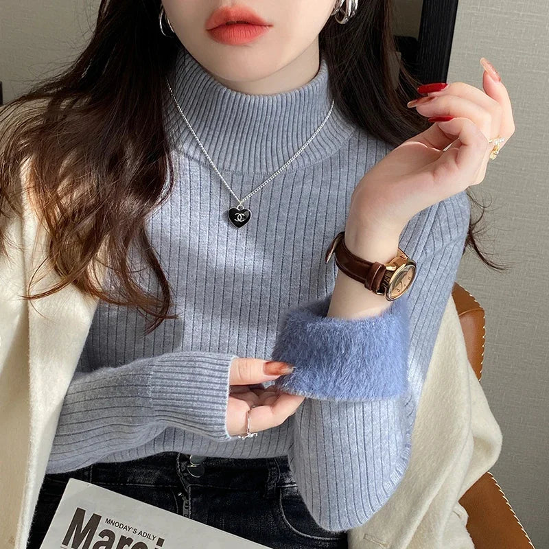 Women's Velvet-Lined Turtleneck Sweater