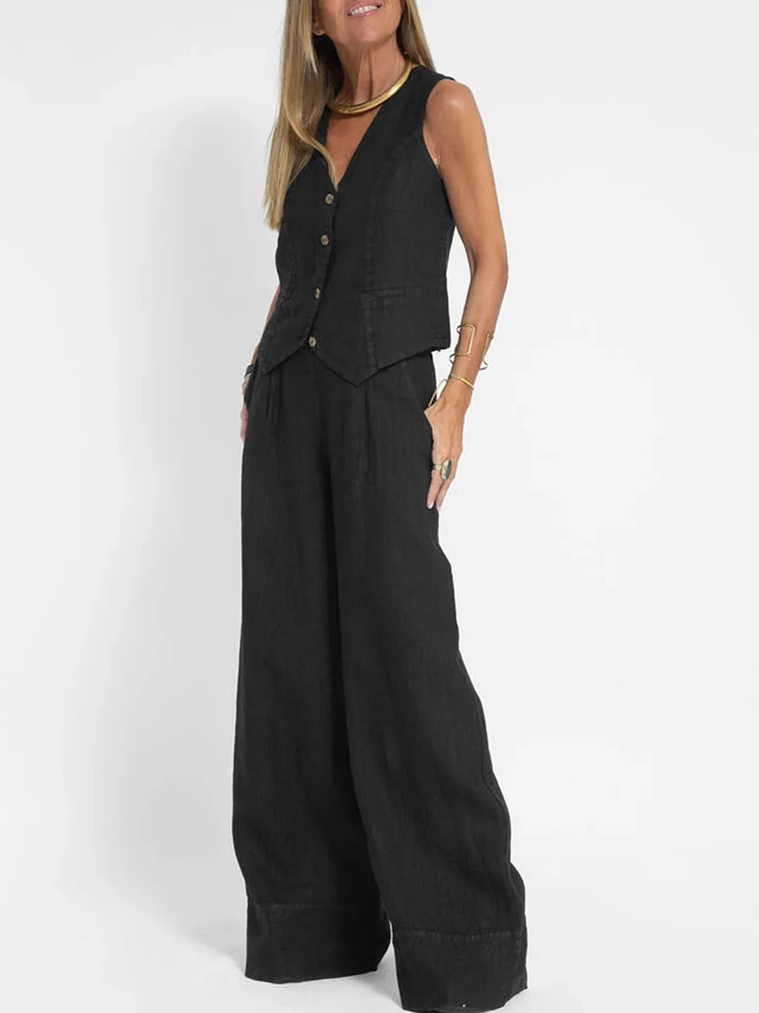Sleeveless Vest & Pants Co-ord Set