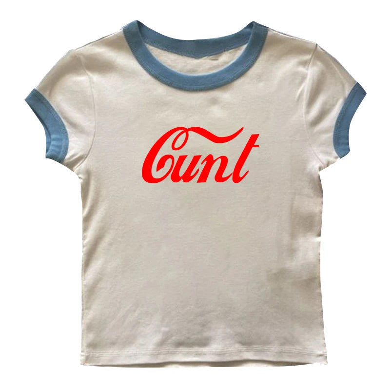 Y2k Crop Top Street Beauty Fashion Splice Design Letters Tight Baby Wear Spicy Girl Short Sleeves Women's Clothing T-shirts Punk